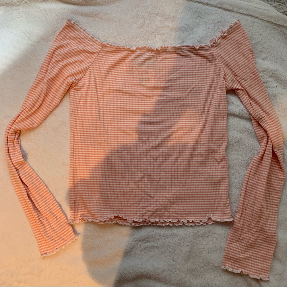 Pacsun pink & white striped off the shoulder top